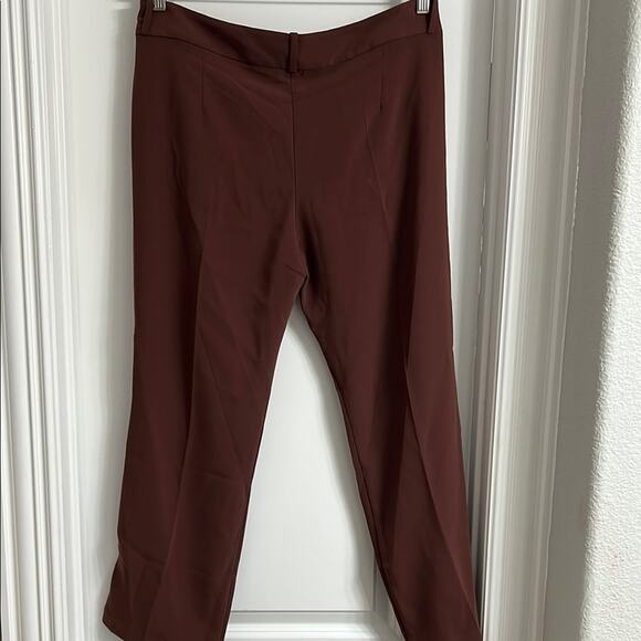 Never worn Amanda Uprichard Brown Structured Straight-Leg Trousers – Size Large - Picture 5 of 6